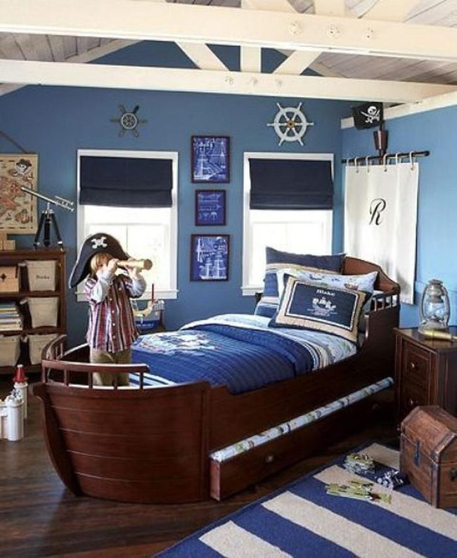 Dark Blue Pirate Ship Bedroom