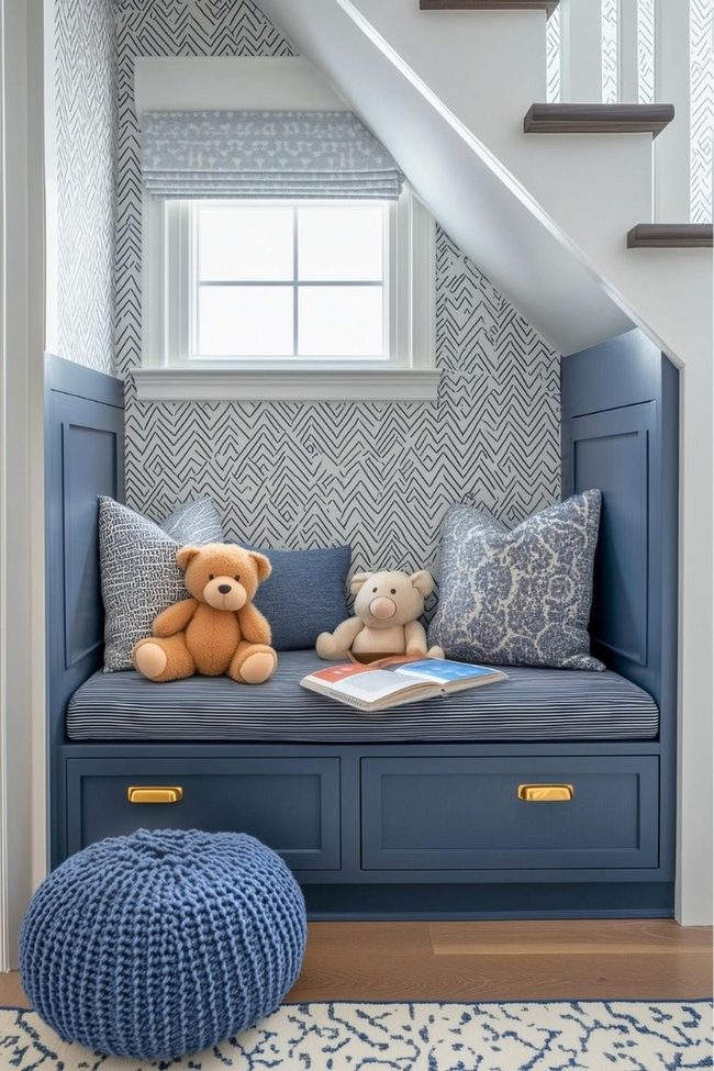 Navy Blue Window Seat