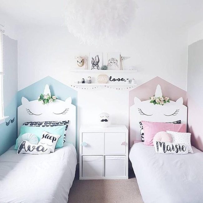 Twin Unicorn Beds With Flower Headboards