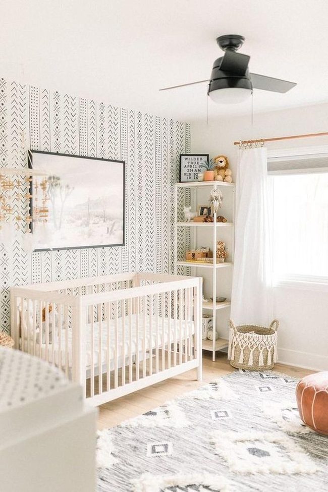 Sunlit Nursery With Geometric Warmth