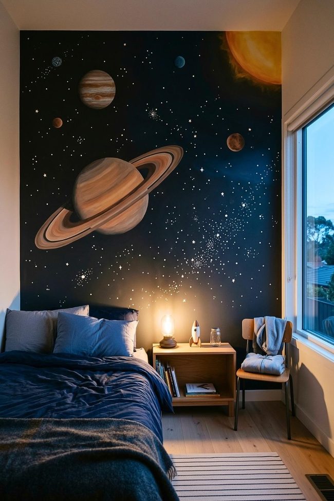 Glowing Planets Against Midnight