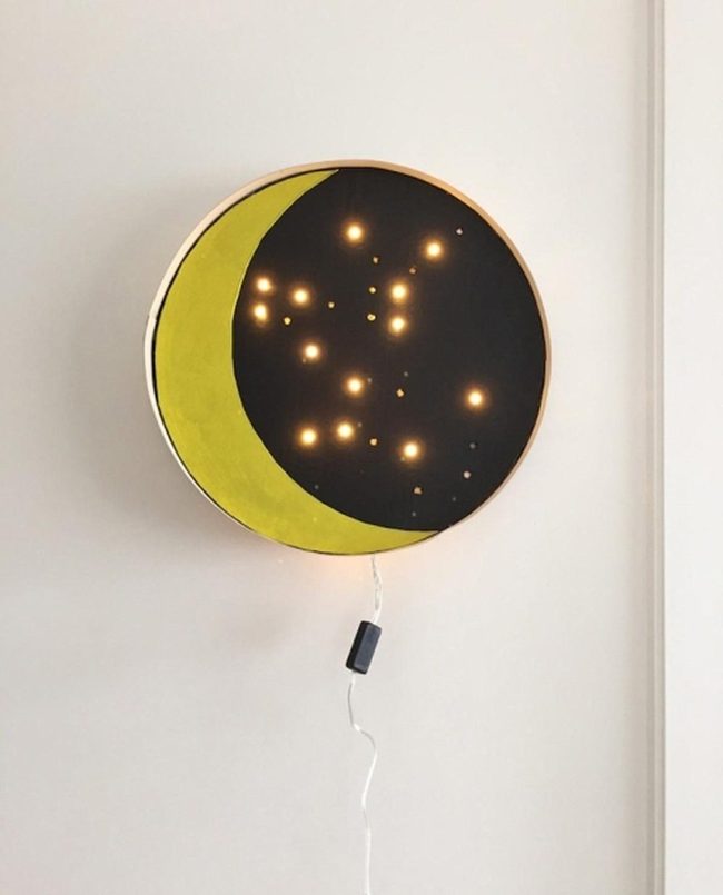 Yellow Crescent Moon Wall Light