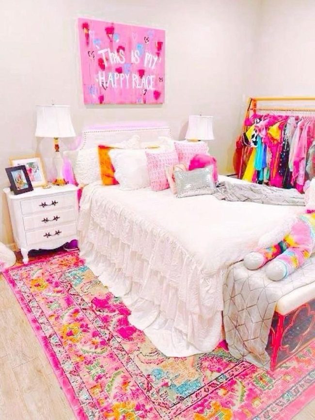 Pink Patterned Rug Statement