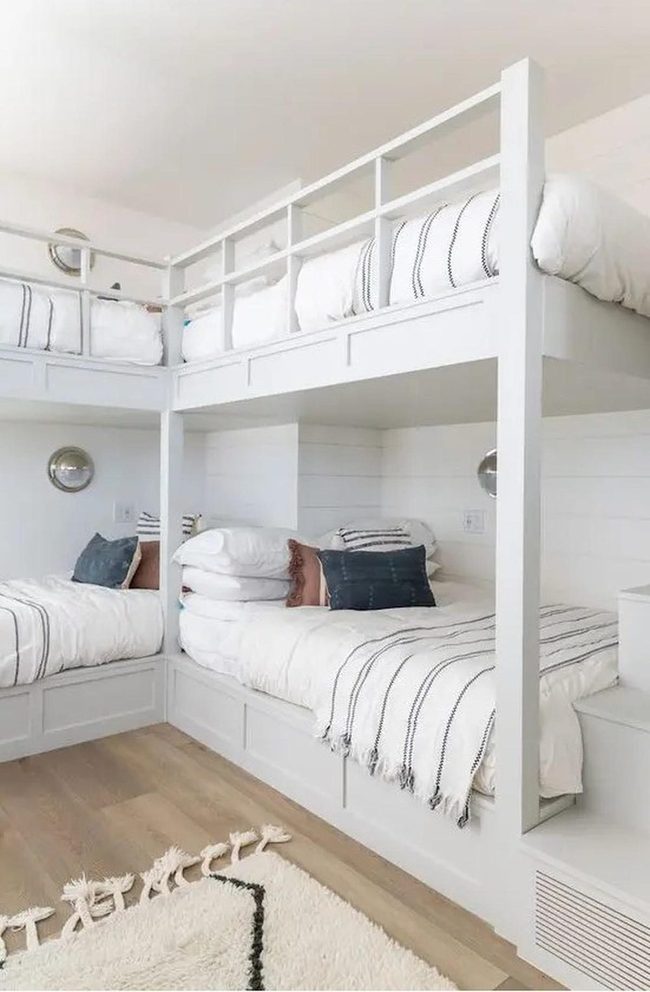 White Built-In Bunk Beds