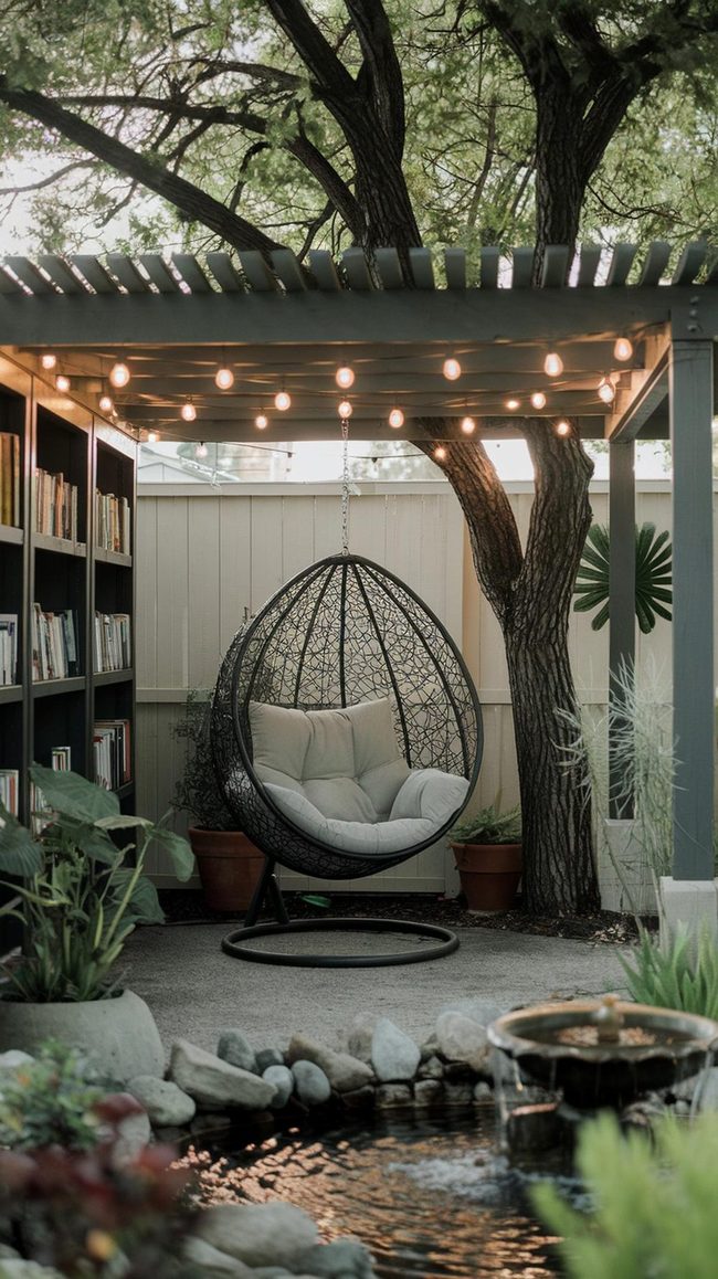 Backyard Reading Retreat with Water Sounds