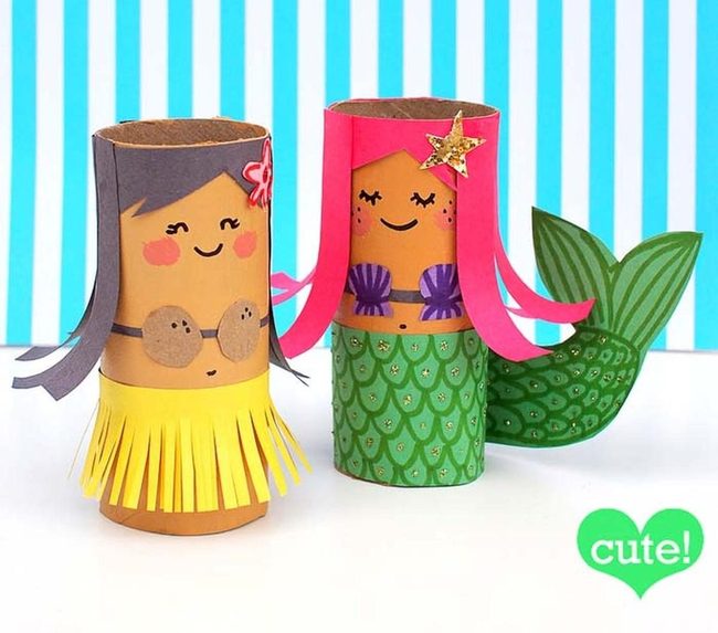 Toilet Paper Hula Girl Craft