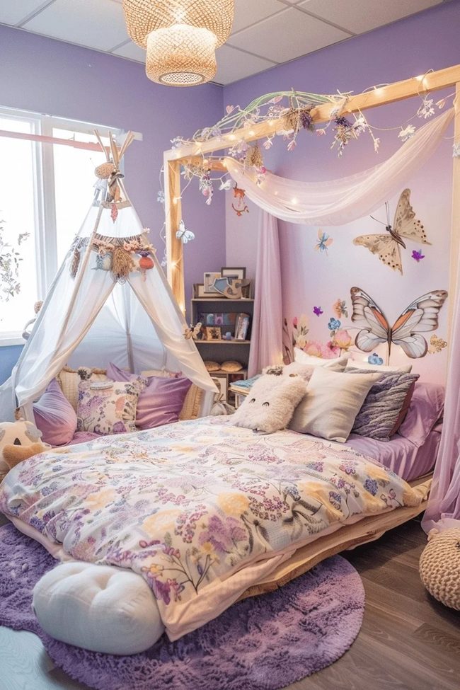 Purple Butterfly Bedroom Walls
