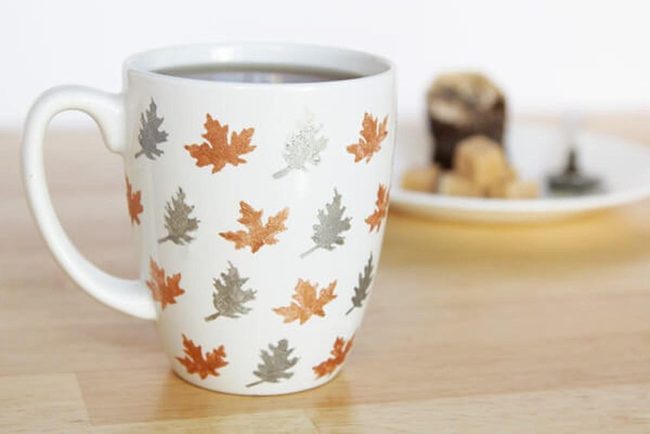 Hand-Painted Metallic Leaf Mug