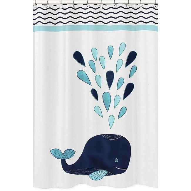 Cheerful Whale Microfiber Bath Curtain
