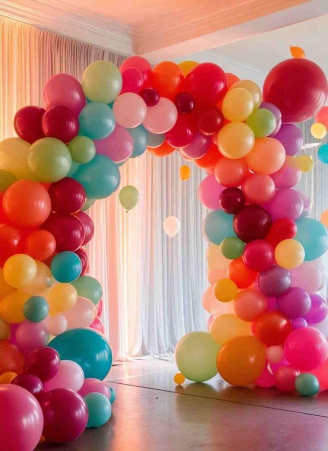 Towering Balloon Arches In Color