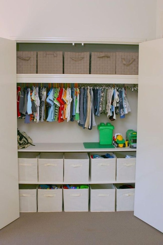 Colorful Closet, Beige Storage Bins