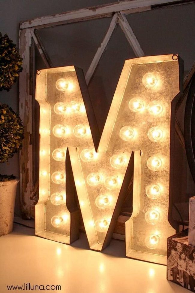 Vintage Metal Letters Glowing Warm