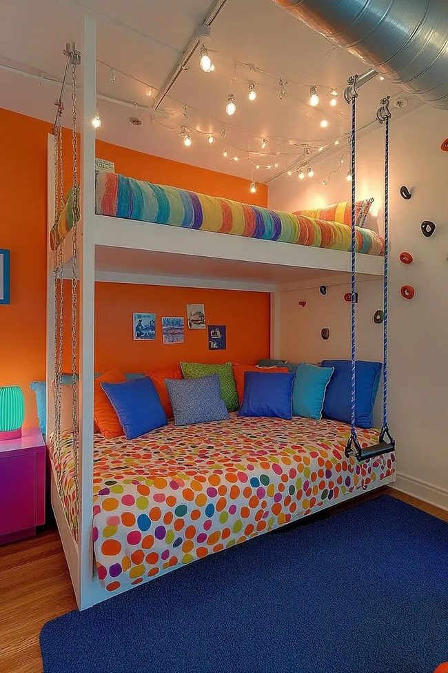Orange Bunk Bed Swing Room