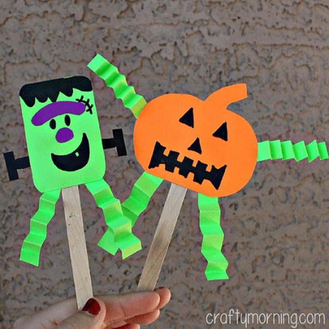 Paper Halloween Characters Green And Orange
