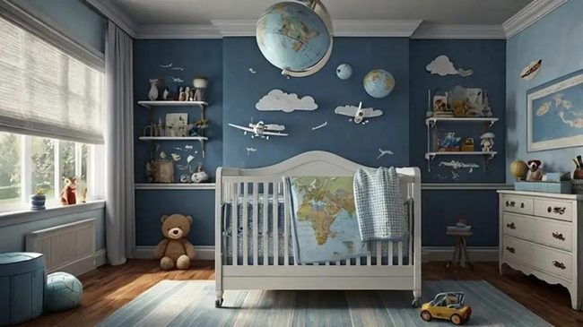 Vintage Airplanes In Light Blue