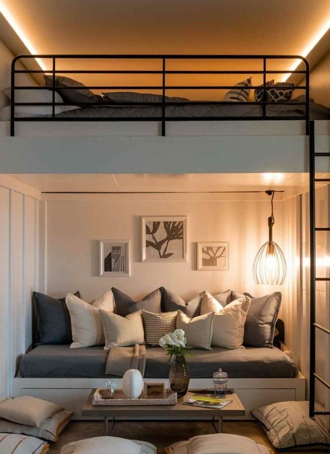 Elevated Bed With Lounging Zone