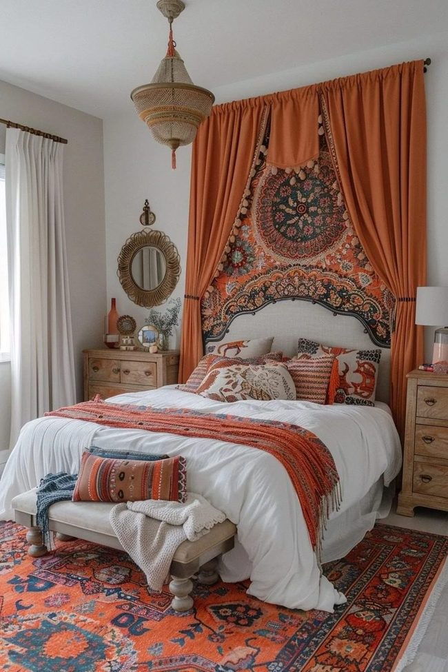 Earthy Tapestry Layered Bedroom