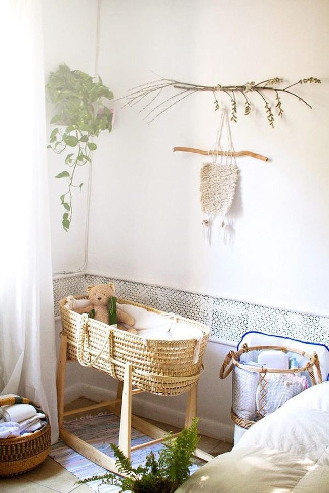 Woven Bassinet With Natural Accents