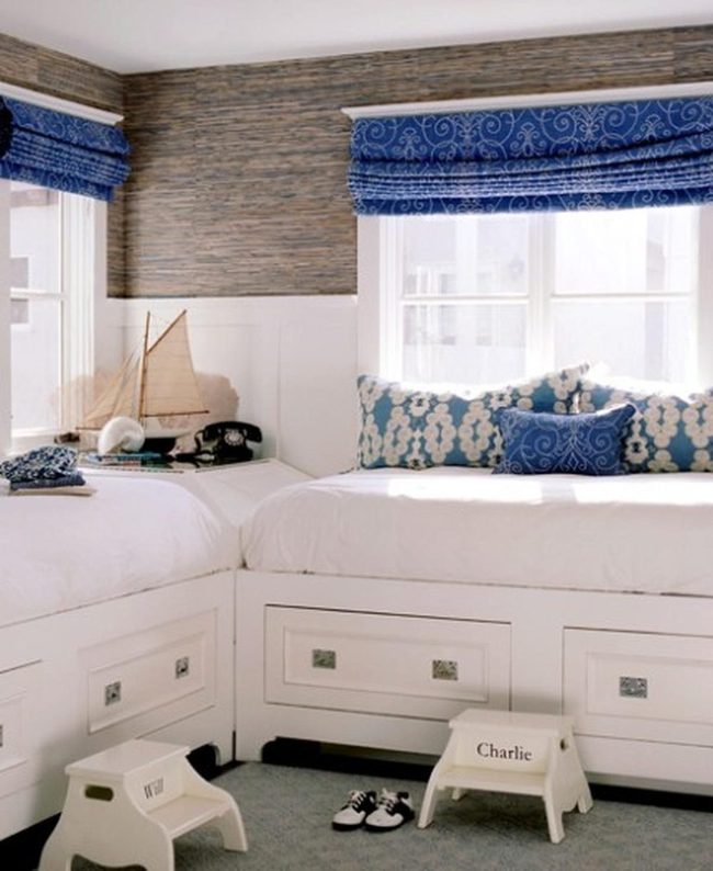 Blue Patterned Beds, Nautical Touches