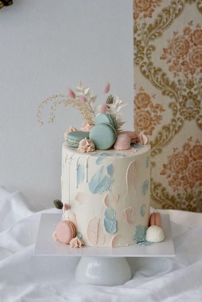 Pastel Brushstrokes Wedding Cake