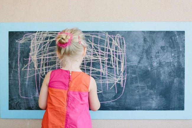 Pink Dress, Rainbow Chalkboard