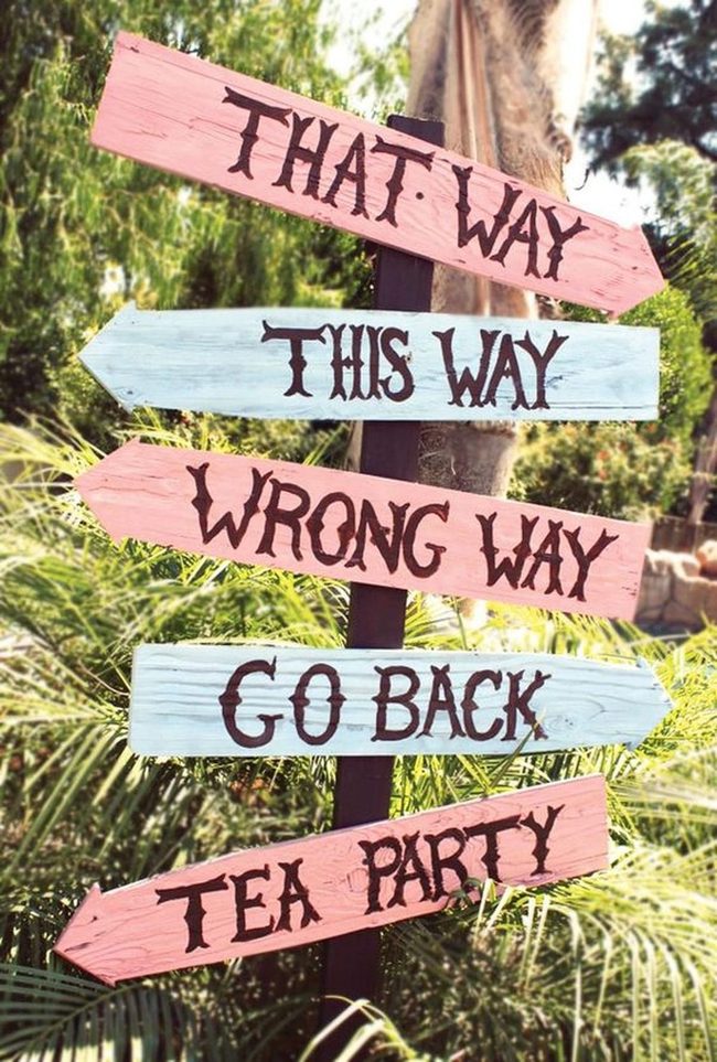 Pink And Blue Garden Signposts