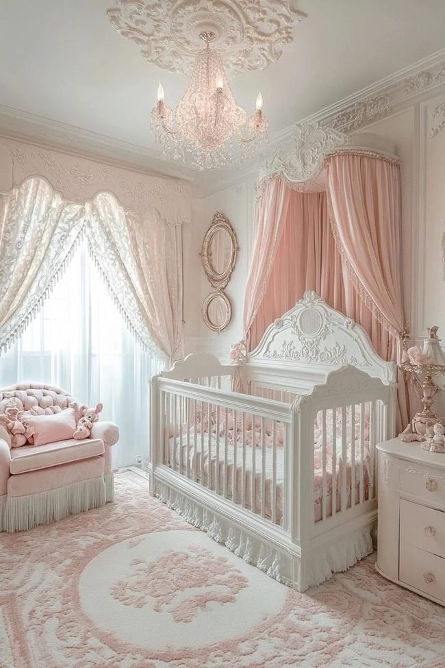 Pink Chandelier Nursery Elegance
