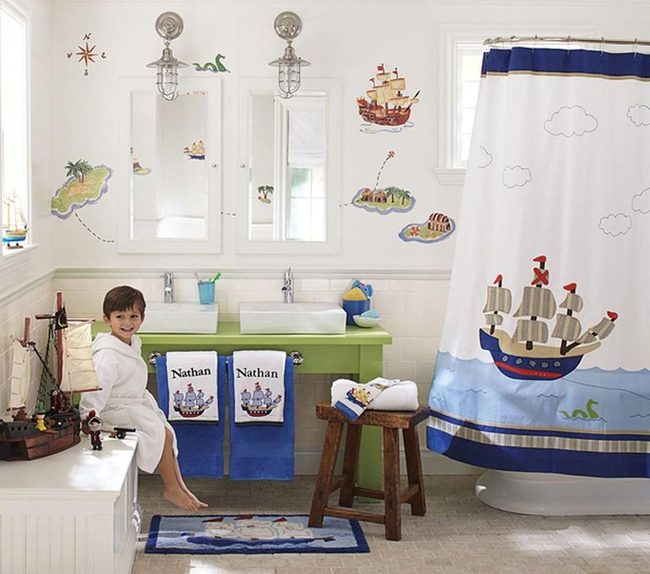 Blue Maritime Bathroom For Boys