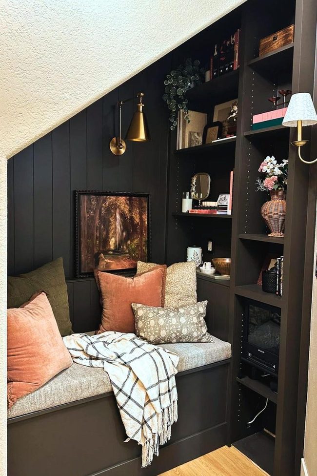 Gray Walls White String Lights