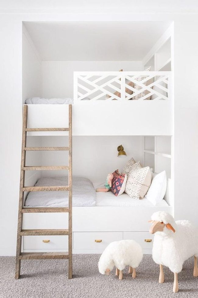 White Bunks, Wooden Ladder, Patterned Joy