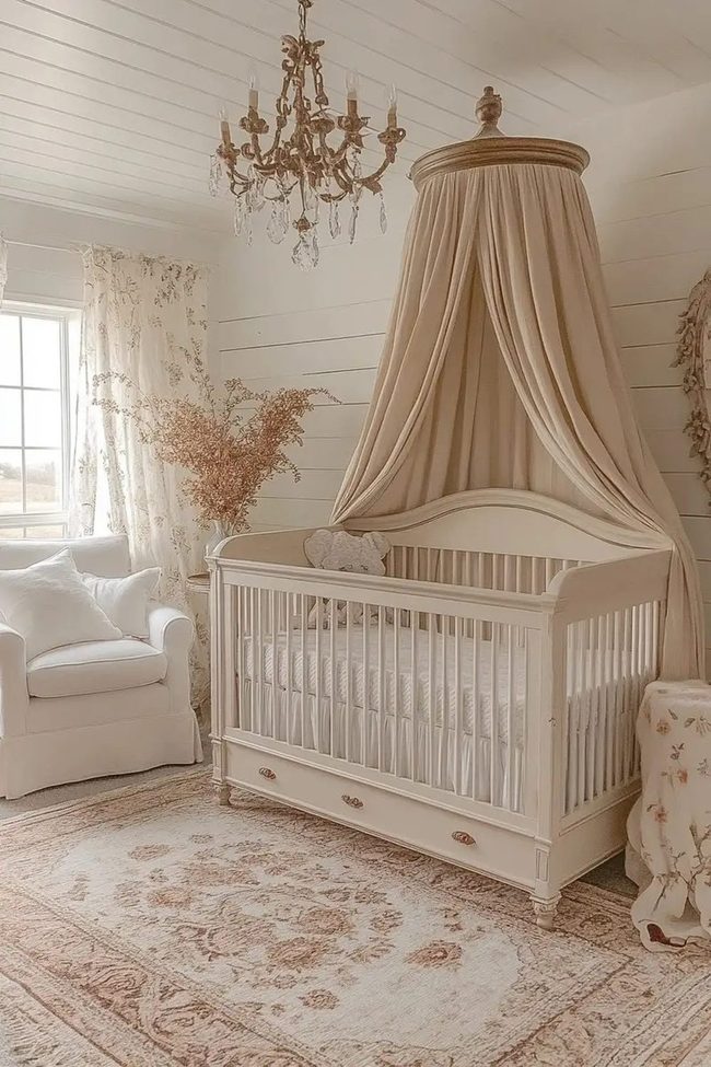 Cream And Chandelier Nursery