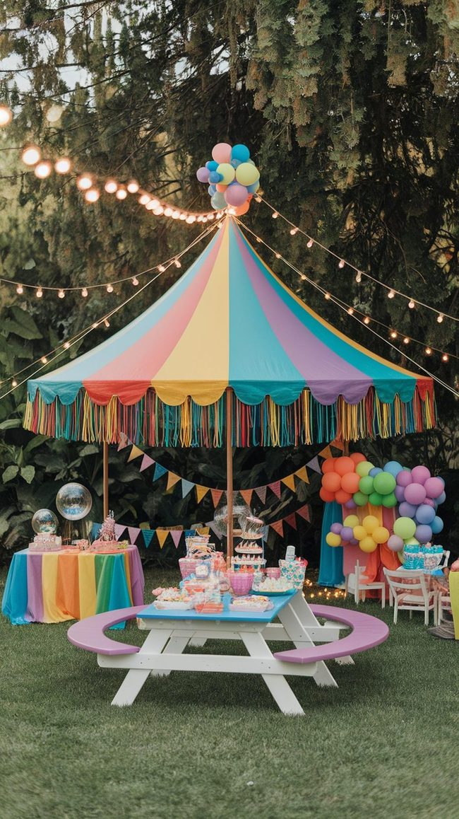 Party Lights And Games In Garden Area