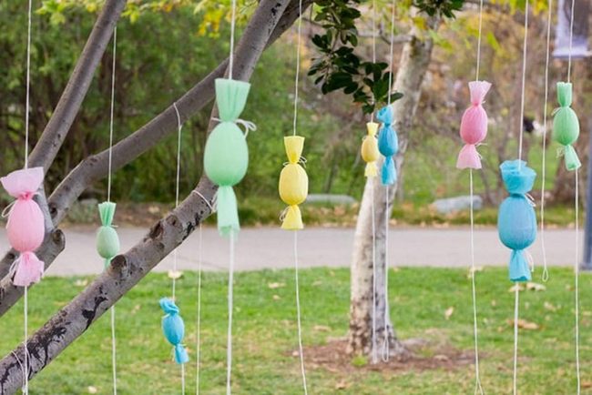 Pastel Candies On Tree Branches