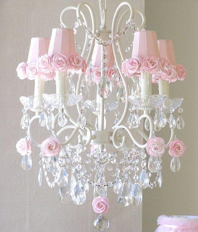 Pink Rose Crystal Chandelier