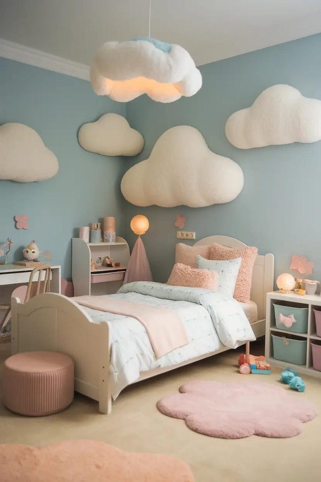 Pastel Puffy Clouds Sleep Sanctuary