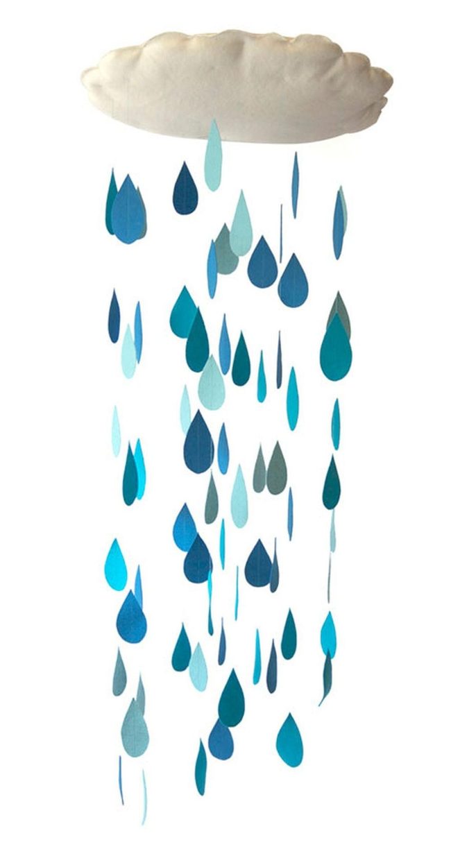 Dangling Blue Raindrops Mobile