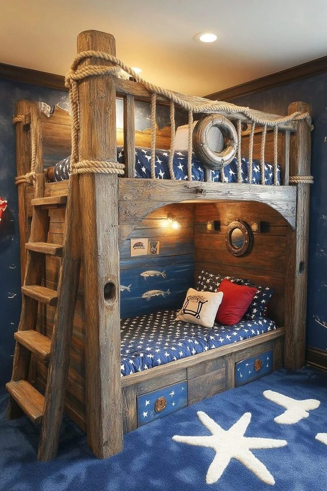 Blue Rope Ship Bed