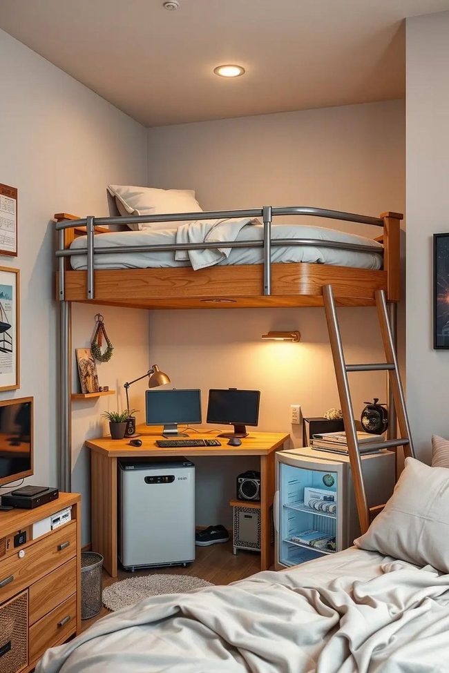 Loft Bed Double Zone Workspace