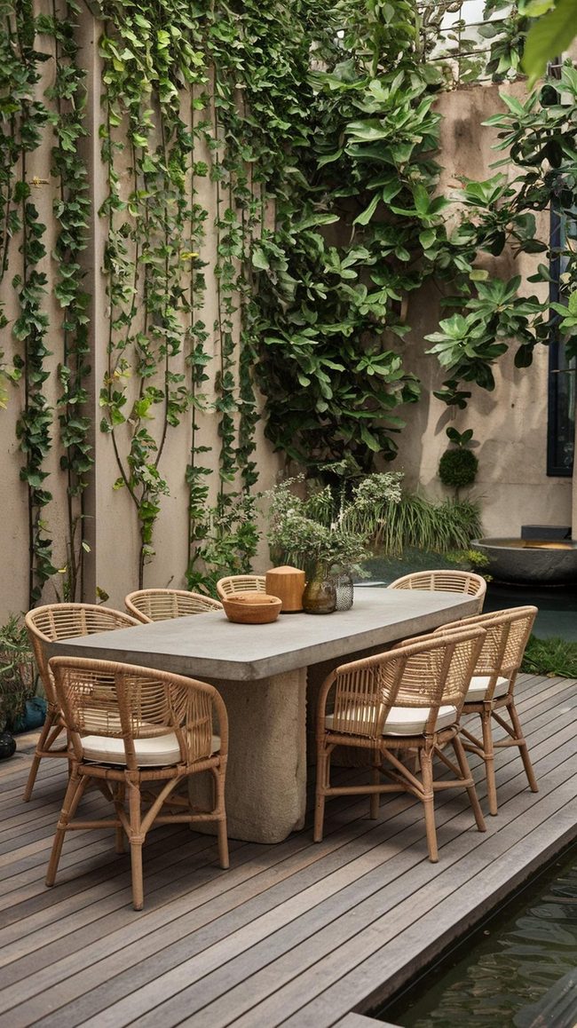 Raw Stone And Green Garden Dining