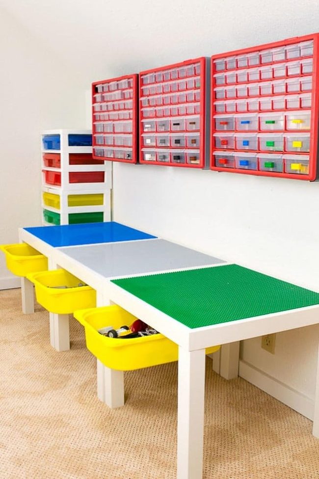 Lego Brick Table With Built-In Storage Drawers