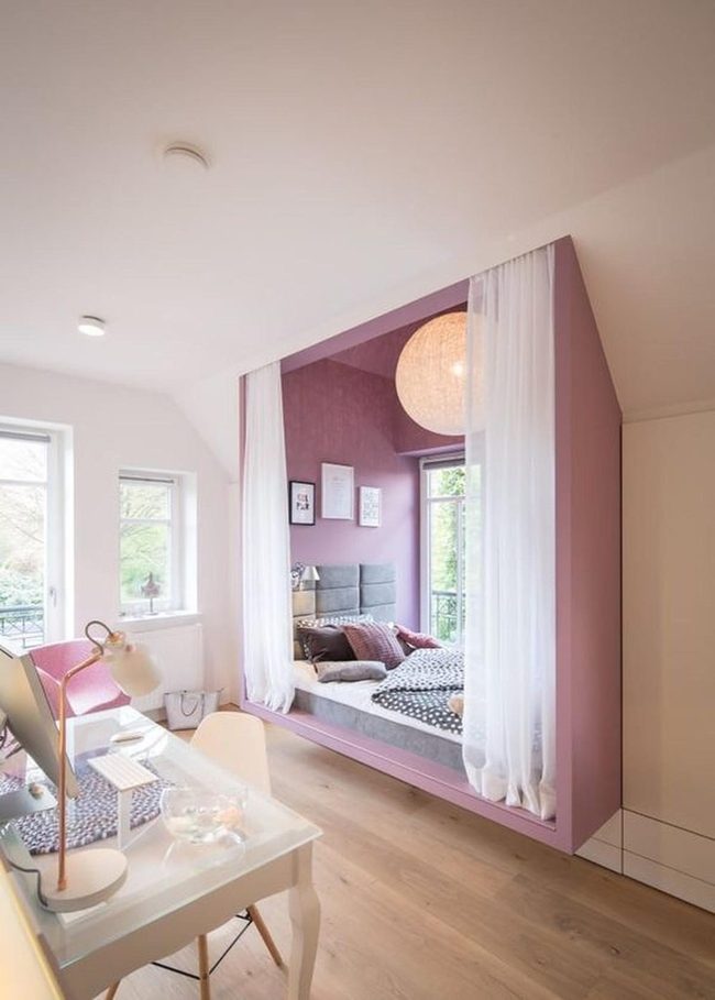 Purple Bedroom With Natural Light