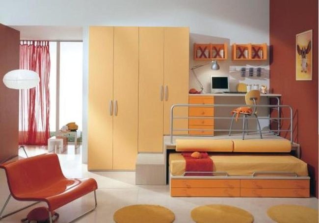 Orange Bedroom With Dual Purpose