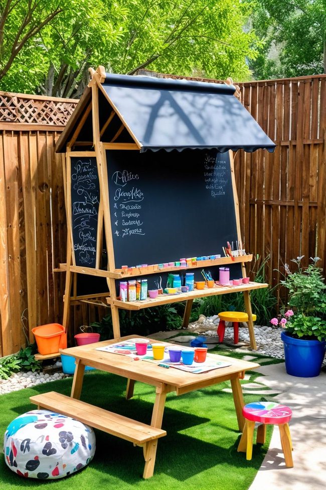 Kids Paint Station Backyard Creativity
