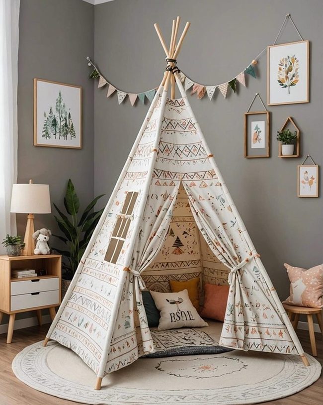 Boho Canvas Teepee Fort