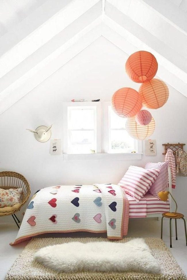 Orange Paper Lanterns Bedroom