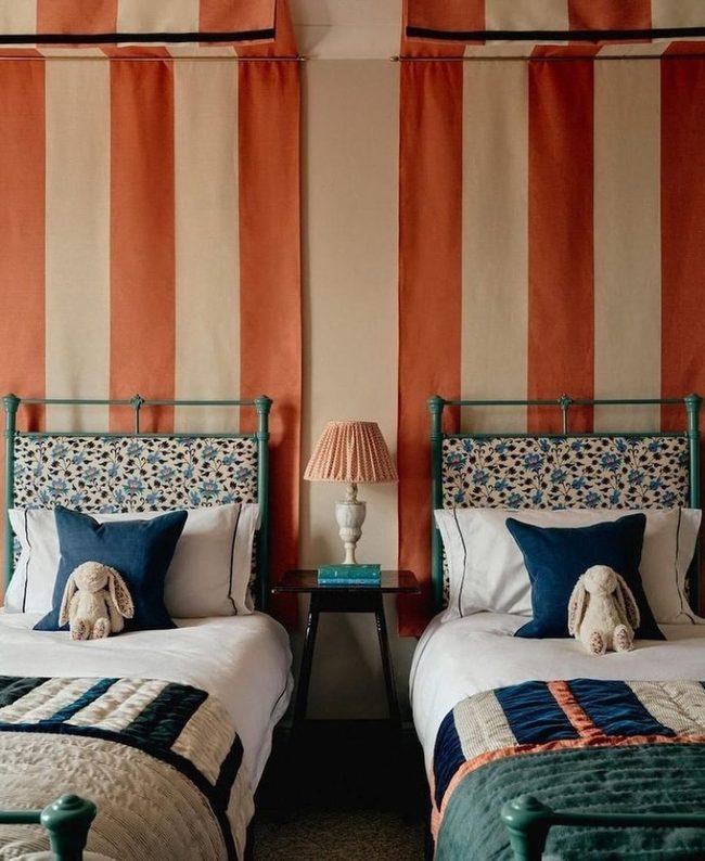Striped Walls Meet Vintage Comfort