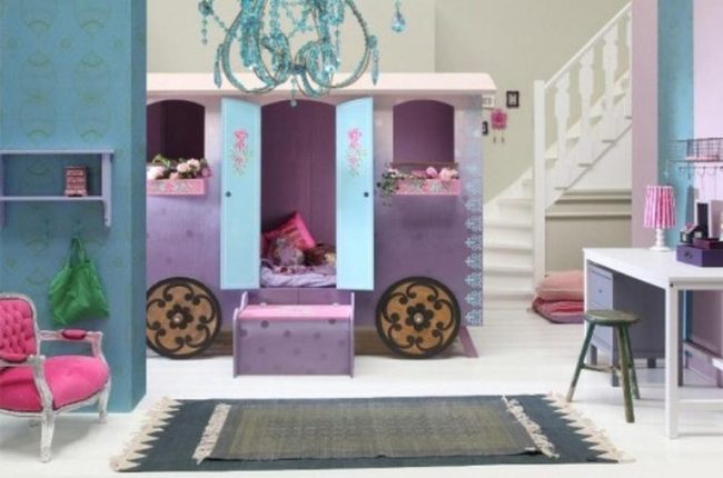Pink Playhouses, Teal Chandeliers