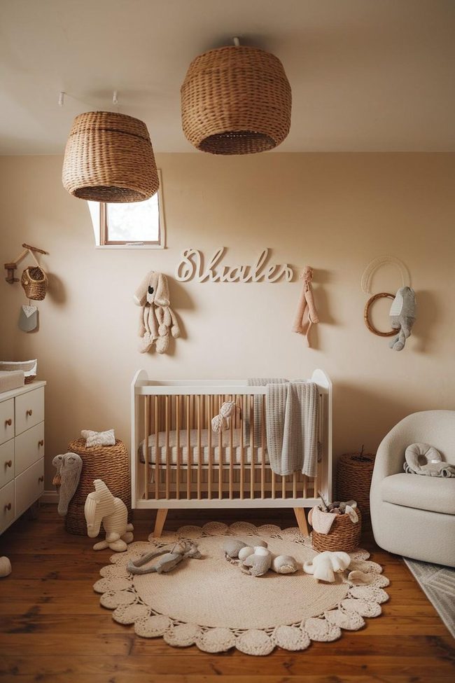 Wicker Lighting Boho Baby Room