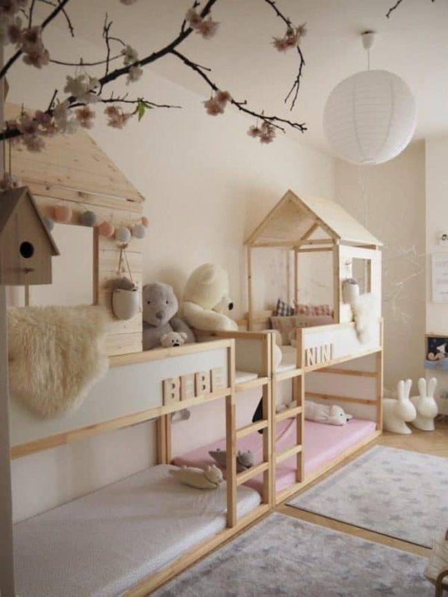 Twin Wooden Loft Bed Shelter