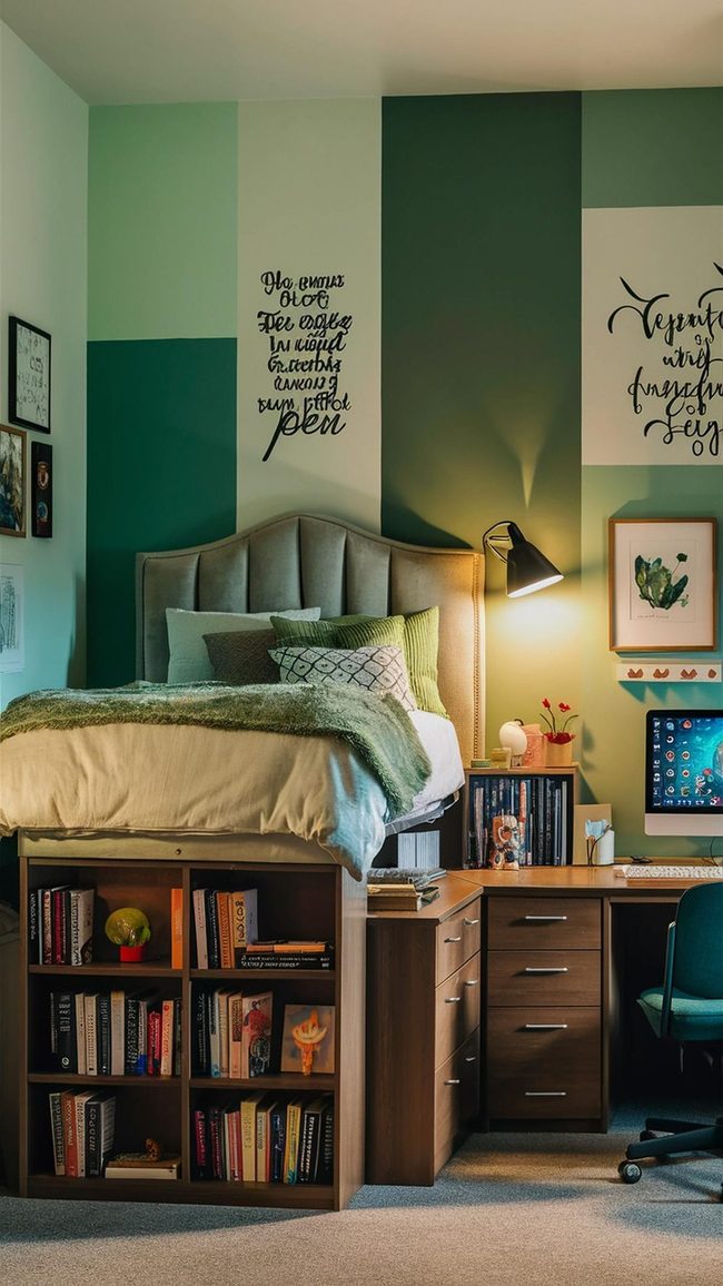 Green Bedding For Dorm Focal Points